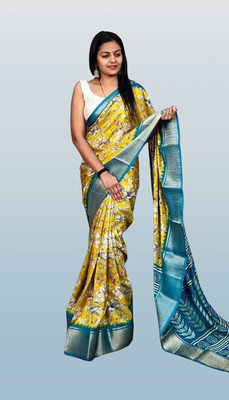 J6 Designers Printed Bollywood Cotton Blend Saree(Multicolor)