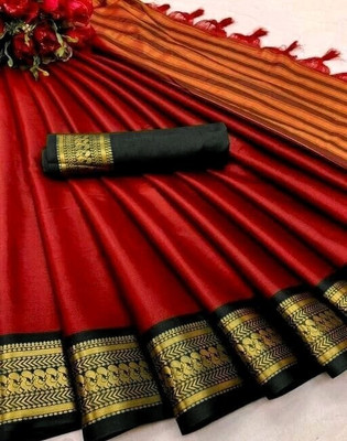 AFF Fashion Embellished, Self Design, Printed Bollywood Art Silk, Cotton Silk Saree(Red)