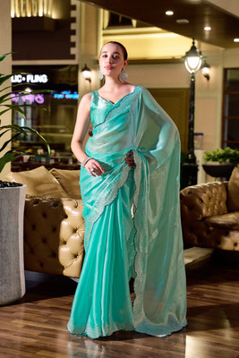 Vintro Embellished Bollywood Art Silk Saree(Light Green)