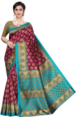 Poshyaa Fashion Printed Daily Wear Art Silk Saree(Purple)