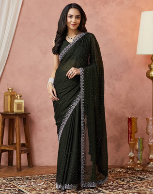 Tasrika Embellished, Self Design Bollywood Georgette Saree(Green)
