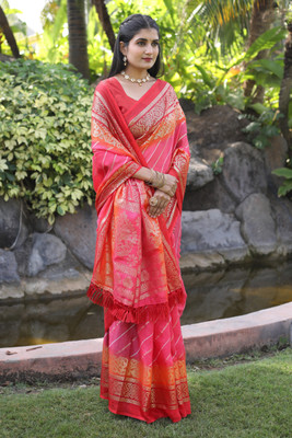 Kanooda Prints Woven Kota Doria Net Saree(Multicolor)