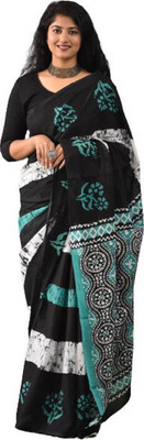 Kiaaron Printed Sambalpuri Pure Cotton Saree(Multicolor)