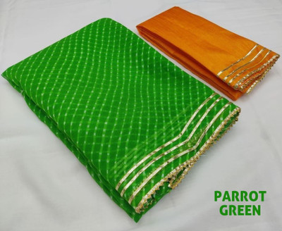 Sonika Printed Leheria Georgette Saree(Light Green)