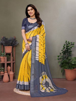 HITESH ENTERPRISE Digital Print Paithani Cotton Linen Saree(Yellow)