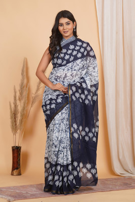 Amania Fab Tex Hand Painted Handloom Pure Cotton Saree(Multicolor)