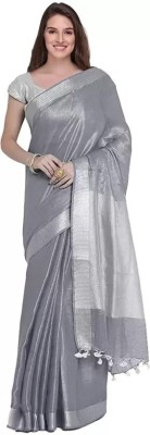 HAIDER ALI AND SONS Solid/Plain Bhagalpuri Cotton Linen Saree(Pink)