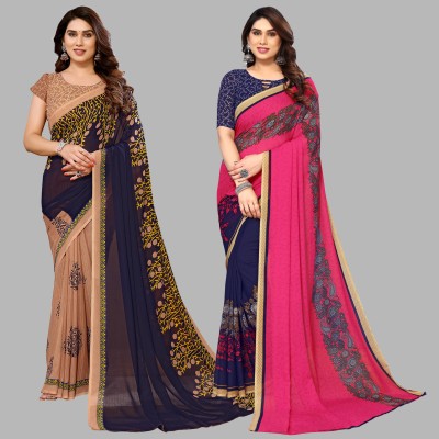 Anand Sarees Printed Daily Wear Georgette Saree(Pack of 2, Multicolor)