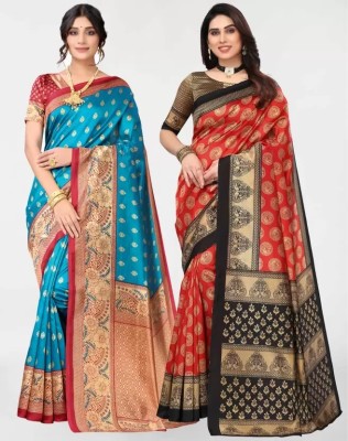 Aadvika Printed Daily Wear Pure Silk, Art Silk Saree(Pack of 2, Multicolor)