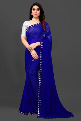 Dream Crushers Embellished Bollywood Georgette Saree(Dark Blue)