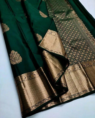 HouseOfCommon Woven Kanjivaram Jacquard Saree(Green)