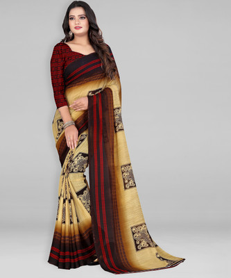 Leelavati Printed Daily Wear Georgette Saree(Beige)