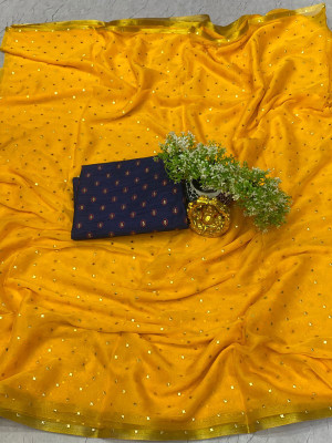 mamtasaree Embellished Daily Wear Net, Chiffon Saree(Pack of 2, Yellow)