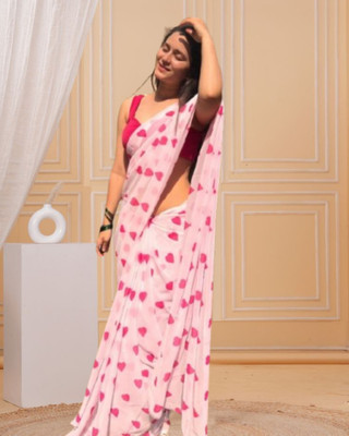 Jayu Embroidered Leheria Georgette Saree(White)