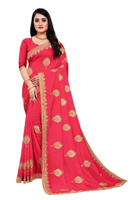 Clothinglab Embroidered Bollywood Art Silk Saree(Pink)