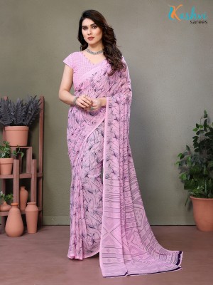 kashvi sarees Paisley, Geometric Print Daily Wear Georgette Saree(Pink)