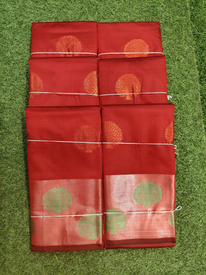 HamidMojib Woven Bollywood Satin Saree(Red)