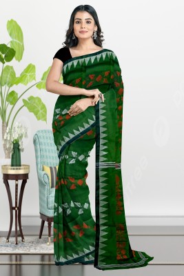 GANESH PLASTIC Woven Handloom Cotton Silk, Tissue Saree(Dark Green)