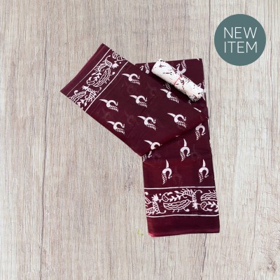 MAHI IMPEX Printed Ikkat Pure Cotton Saree(Pack of 2, Maroon)