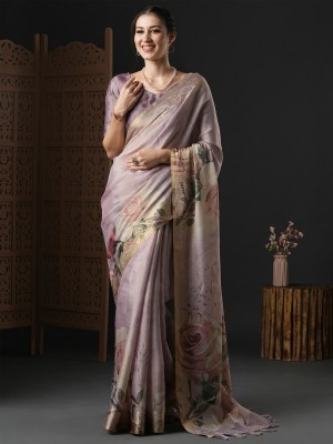 Sareemall Printed Madurai Art Silk Saree(Purple)