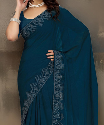 sarang fab Embellished Bollywood Georgette Saree(Light Blue)