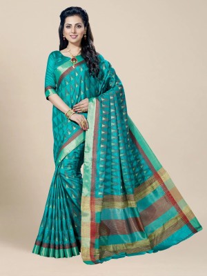 Manokamna Self Design Kanjivaram Silk Blend Saree(Multicolor)