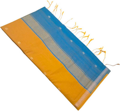 sri amman sarees Woven Maheshwari Cotton Silk Saree(Mustard)