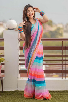 Moda Rapido Self Design Bollywood Georgette Saree(Multicolor)