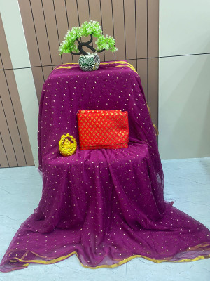 ELEGENCE FAB Self Design Daily Wear Chiffon Saree(Magenta)