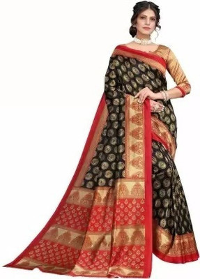 Moda Rapido Woven Banarasi Art Silk Saree(Black)