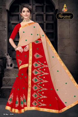 RANJANA CREATION Woven Mysore Cotton Silk Saree(Brown, Red)
