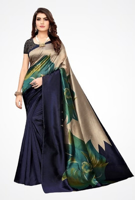 Suntex Printed Mysore Pure Silk Saree(Blue)