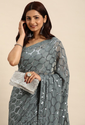 Divastri Embellished Daily Wear Georgette Saree(Grey)