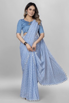 KV Fashion Embellished Bollywood Lycra Blend Saree(Light Blue)