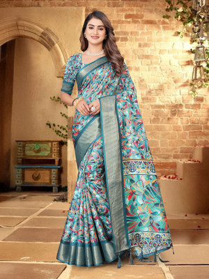 Tejal Creation Digital Print Bollywood Cotton Silk Saree(Multicolor)