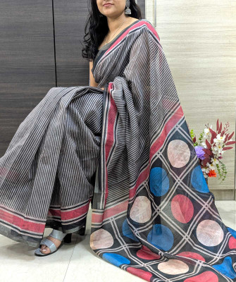 VD PRINTS Printed Chanderi Chanderi Saree(Cream)