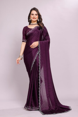 Tejal Creation Self Design Bollywood Silk Blend Saree(Purple)