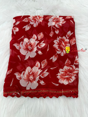 bhavika silk mills Floral Print Daily Wear Georgette Saree(Red)