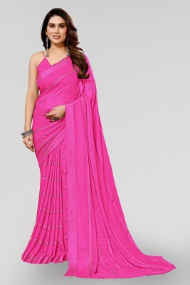 Anand Sarees Striped, Ombre, Printed Bollywood Satin Saree(Pink)