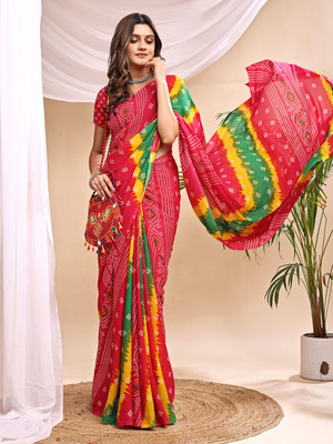 Leelavati Printed Daily Wear Chiffon Saree(Red)