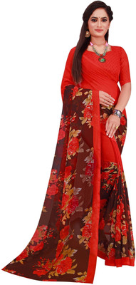 Saadhvi Digital Print Kalamkari Georgette Saree(Red)