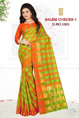 Ruhabs Woven Bollywood Cotton Blend Saree(Orange)