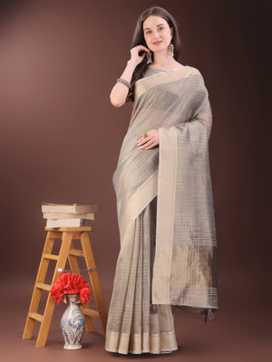 Divastri Woven Banarasi Organza Saree(Beige)