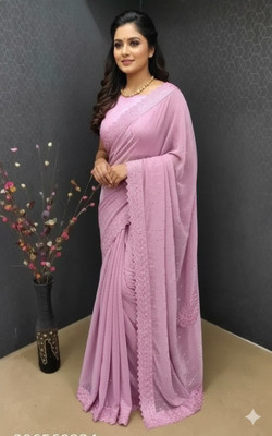 HouseOfCommon Embellished Bollywood Lycra Saree(Pink)