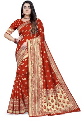 Styli-Nar Creation Printed, Digital Print, Striped, Self Design, Embroidered Bollywood Georgette Saree(Orange, Gold)