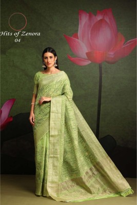 Ethnicwearhouse Embroidered Bollywood Linen Saree(Green)