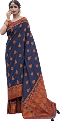 nilkanth creation Self Design Banarasi Jacquard Saree(Blue)