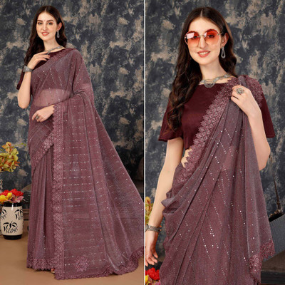 Amavii Embellished Bollywood Lycra Blend Saree(Maroon)