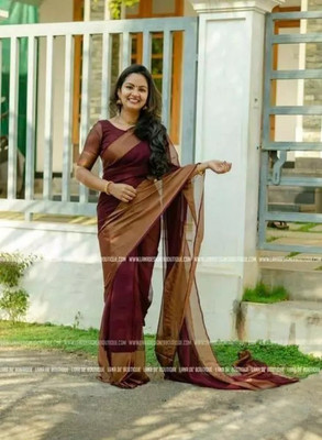 Vragi Embellished Bollywood Chiffon Saree(Maroon)