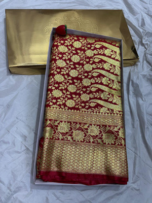 SHOPEEZY TEX FAB Woven Banarasi Art Silk Saree(Red)